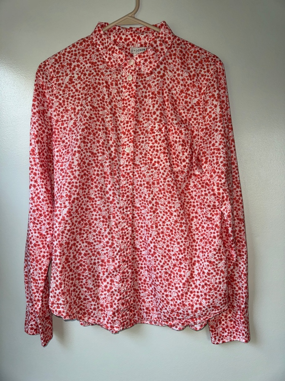 J. Crew Pink and Red Floral Button-Down Shirt